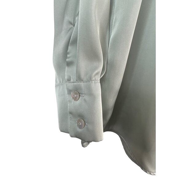 2/$30 ZARA Blouse XS Sage Green Long Sleeve Button-Up Polyester - Picture 9 of 15